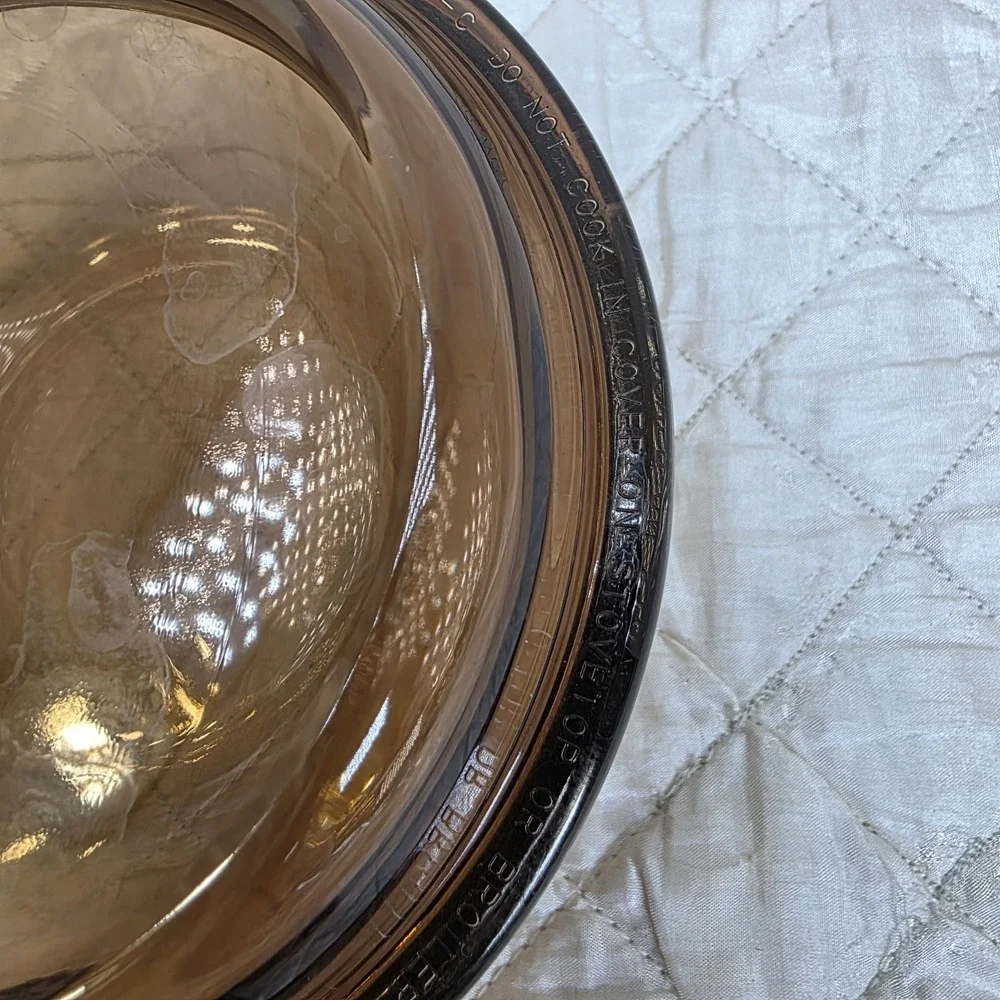 Corning Vision Ware Pyrex Grab-It Bowl V-150-B w/ Glass Lid P-150-C -Amber-5.25